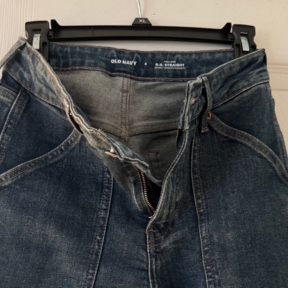 Old Navy Women's High Rise Dark Blue Straight Jeans
